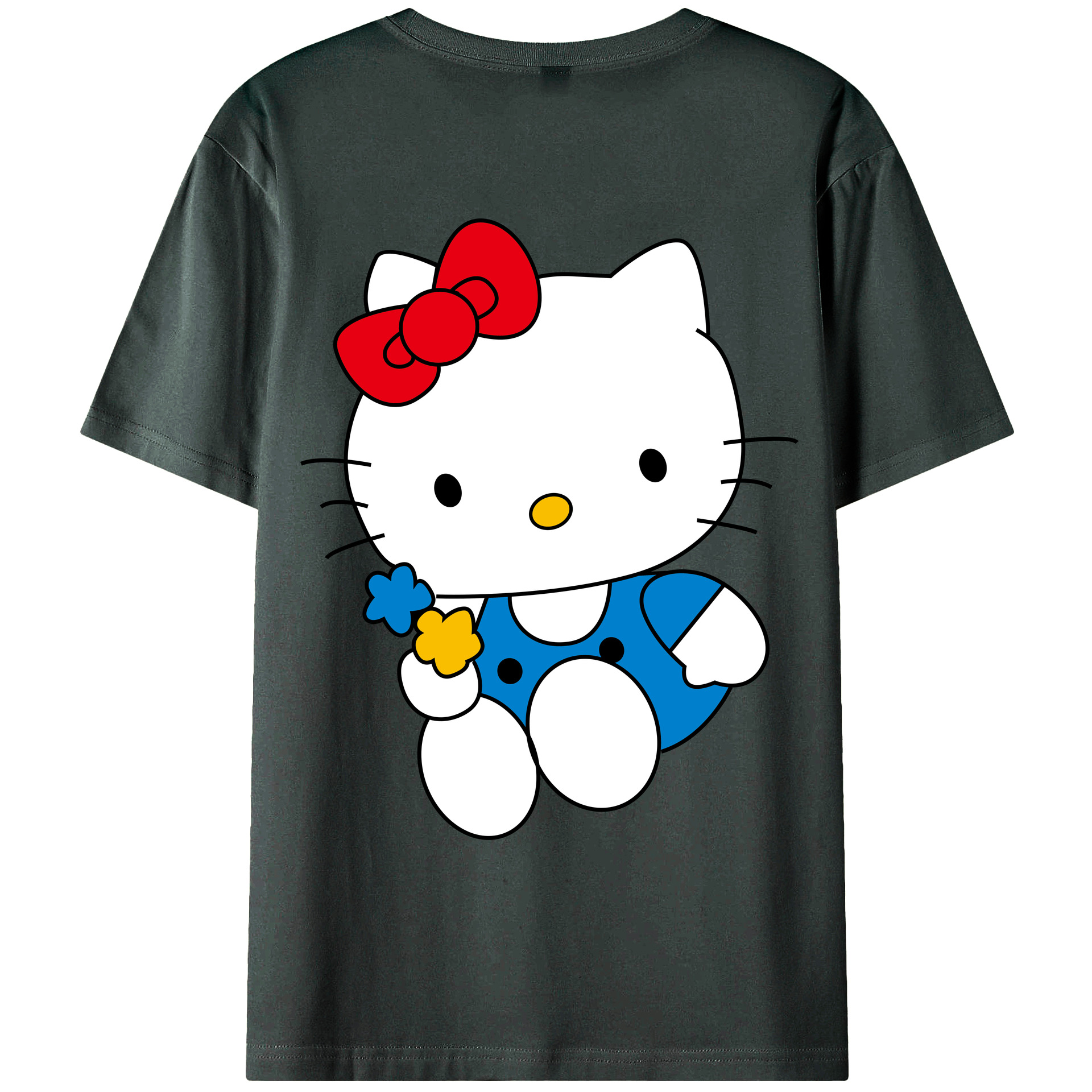 （画像用） Hello Kitty ハローキティ 綿100％ メンズ半袖Tシャツ（バックプリント） 通気性